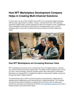 Build Agile and Responsive Marketplaces from NFT Development Services