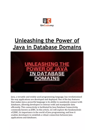 Unleashing the Power of Java in Database Domains.