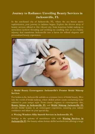 Journey to Radiance Unveiling Beauty Services in Jacksonville, FL