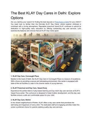 The Best KLAY Day Cares in Delhi_ Explore Options