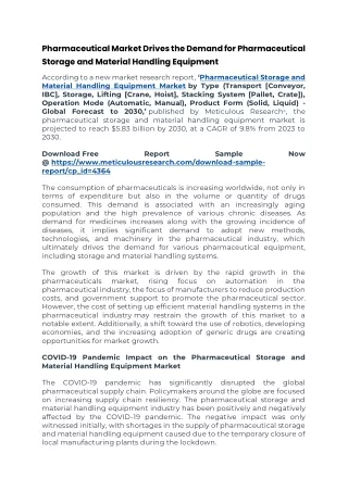Pharmaceutical Storage and Material Handling Equipment Market
