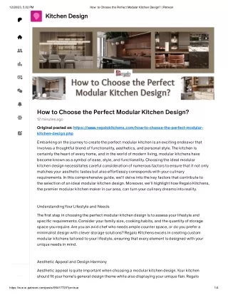 How to Choose the Perfect Modular Kitchen Design?