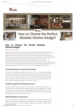 How to Choose the Perfect Modular Kitchen Design?