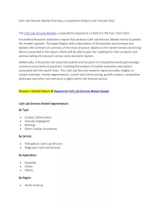 Cath Lab Services Market Overview, Competitive Analysis and Forecast 2031