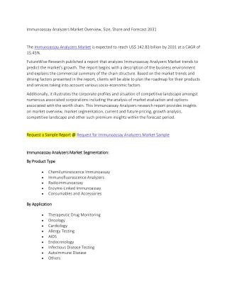 Immunoassay Analyzers Market Overview, Size, Share and Forecast 2031