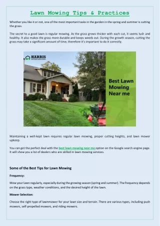 Lawn Mowing Tips & Practices