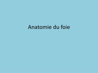 Anatomie du foie