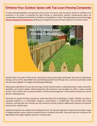 Enhance Your Outdoor Space with Top Lawn Fencing Companies