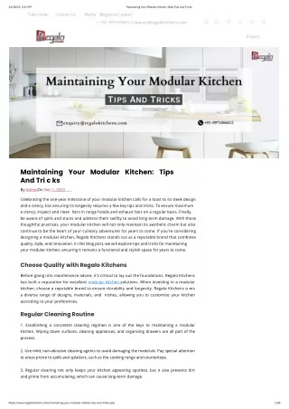 Maintaining Your Modular Kitchen: Tips And Tricks