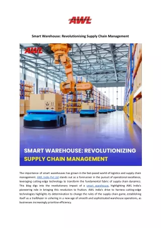 Smart Warehouse: Revolutionising Supply Chain Management - AWL India