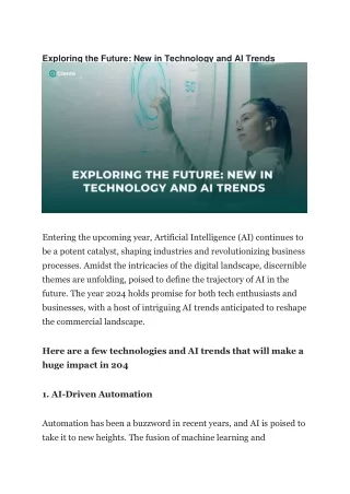 Exploring the Future: New in Technology and AI Trends