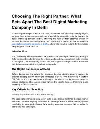 Choosing The Right Partner_ What Sets Apart The Best Digital Marketing Company In Delhi