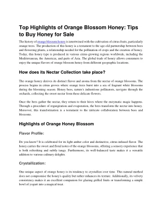 Top Highlights of Orange Blossom Honey_ Tips to Buy Honey for Sale