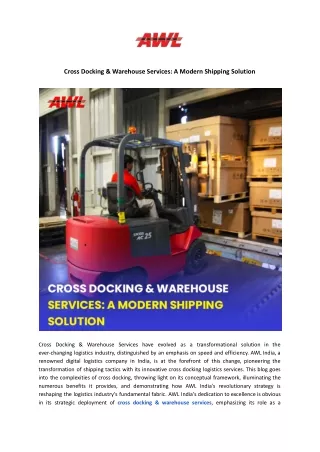 Cross Docking And Warehouse Services - A Modern Shipping Solution