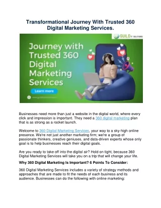 Transformational Journey With Trusted 360 Digital Marketing Services