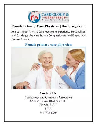 Female Primary Care Physician | Doctorscga.com