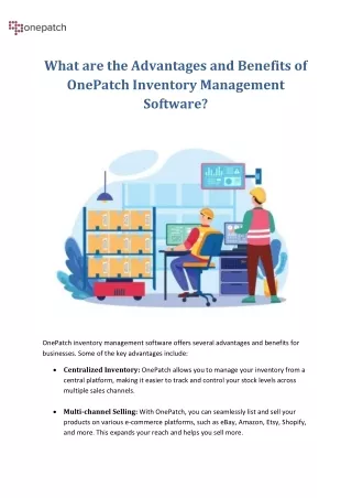 What are the Advantages and Benefits of OnePatch Inventory Management Software?