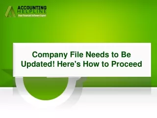 How To Resolve Company File Needs to Be Updated issue