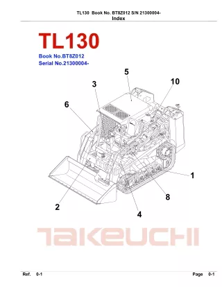 Takeuchi TL130 Crawler Loader Parts Catalogue Manual (SN 21300004 and up)