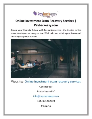 Online Investment Scam Recovery Services  Paybackeasy