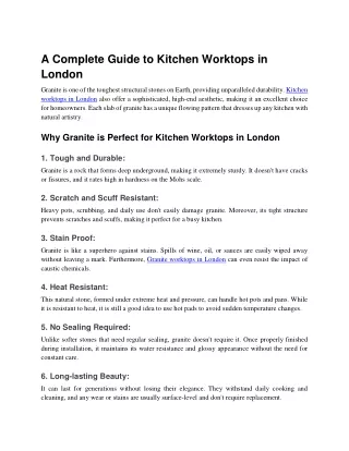 A Complete Guide to Kitchen Worktops in London