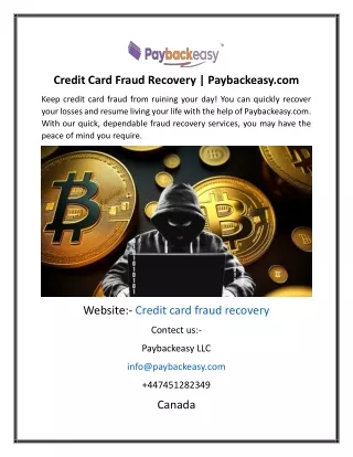 Credit Card Fraud Recovery  Paybackeasy