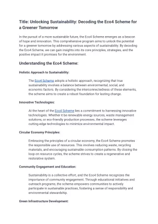 Unlocking Sustainability_ Decoding the Eco4 Scheme for a Greener Tomorrow