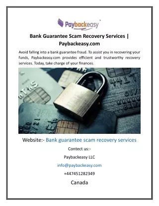 Bank Guarantee Scam Recovery Services  Paybackeasy