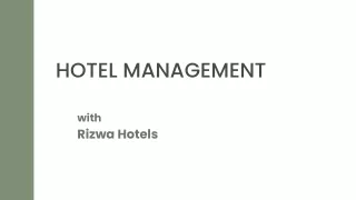 Rizwa Hotels -Hotel Management