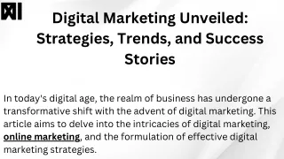 Digital Marketing Unveiled Strategies, Trends, and Success Stories