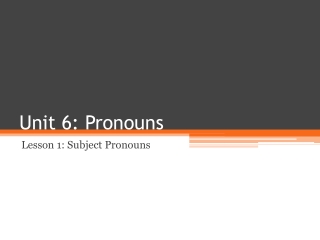 Unit 6: Pronouns