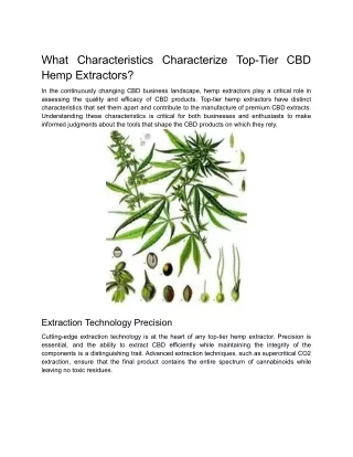 What Characteristics Characterize Top-Tier Cbd Hemp Extractors