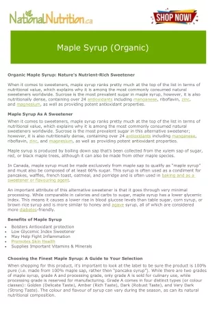 Maple Syrup (Organic)