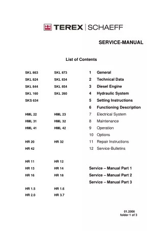 Terex Schaeff HR 12 HR12 Mini Excavator Service Repair Manual