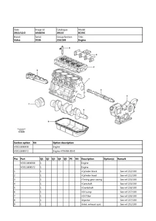 Volvo EC35C Compact Excavator Parts Catalogue Manual (SN 3538 and up)