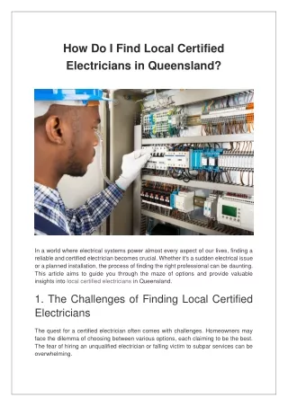 How Do I Find Local Certified Electricians in Queensland?