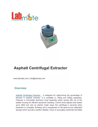 Asphalt Centrifugal Extractor