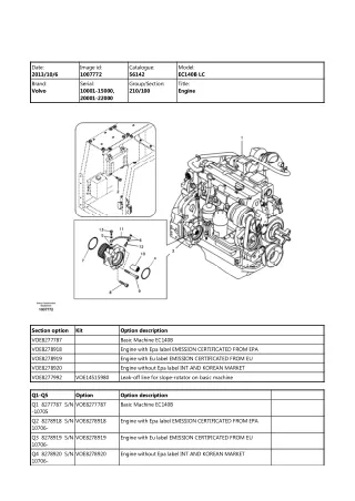 Volvo EC140B LC, EC140B LCM Excavator Parts Catalogue Manual (SN：10001 – 15000)