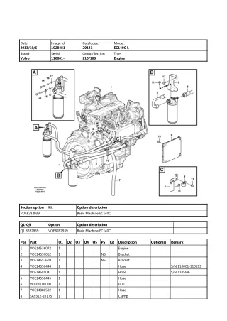 Volvo EC140C LM Excavator Parts Catalogue Manual (SN：110001 and up)