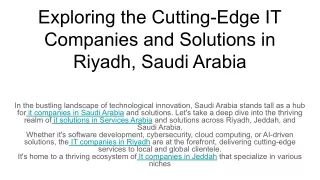 Exploring the Cutting-Edge IT Companies and Solutions in Riyadh, Saudi Arabia (1)