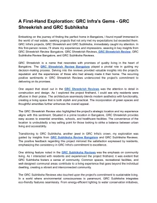 A First-Hand Exploration_ GRC Infra's Gems - GRC Shreekrish and GRC Subhiksha