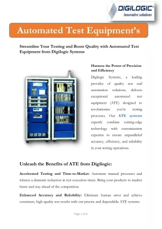 Automated Test Equipment from Digilogic Systems