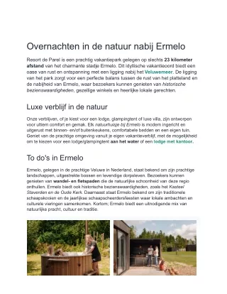 Vakantie Ermelo - De Parel