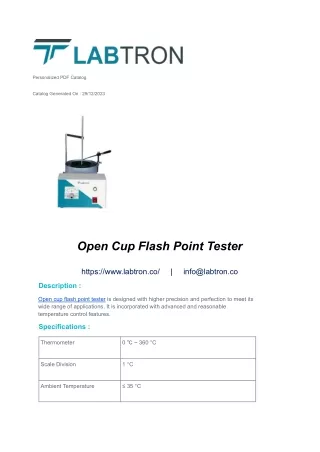 Open Cup Flash Point Tester