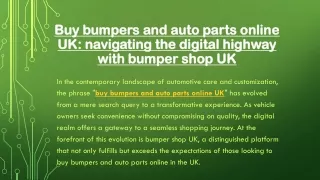 Buy bumpers and auto parts online UK navigating the digital highway with bumper shop UK