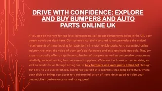 Drive with Confidence Explore and Buy Bumpers and Auto Parts Online UK