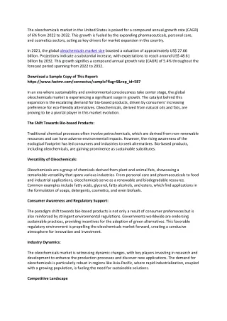 Oleochemicals Market Application, Regions and Key Players by 2032