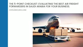 The 5-Point Checklist Evaluating The Best Air Freight Forwarders In Saudi Arabia For Your Business.