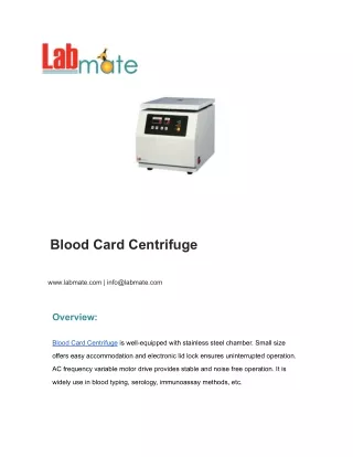 Blood Card Centrifuge