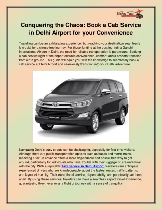 Taxi Service in Delhi Airport